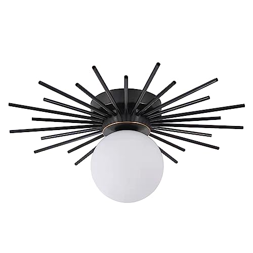 Plafonnier globe doré moderne milieu du siècle, lampe plafond laiton et verre