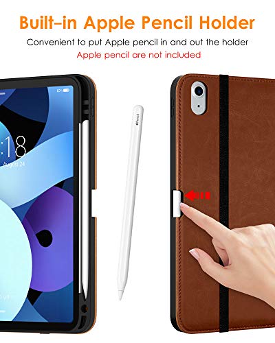Dtto For New Ipad Air 5Th/4Th Generation Case 2022/2020 With Pencil Holder, Premium Leather Business Folio Stand Cover [2Nd Pencil Charging] - Multiple Viewing Angles For Ipad Air 10.9", Dark Brown #TOP2