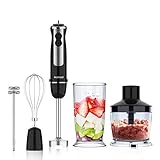 Acekool Stabmixer, 5-in-1 Pürierstab Edelstahl Stabmixer Set, 800W Stabmixer Edelstahl mit 12 Geschwindigkeiten & Turbotaste, geeignet für die Zubereitung von Babynahrung, Salaten, Suppen und Gemüse