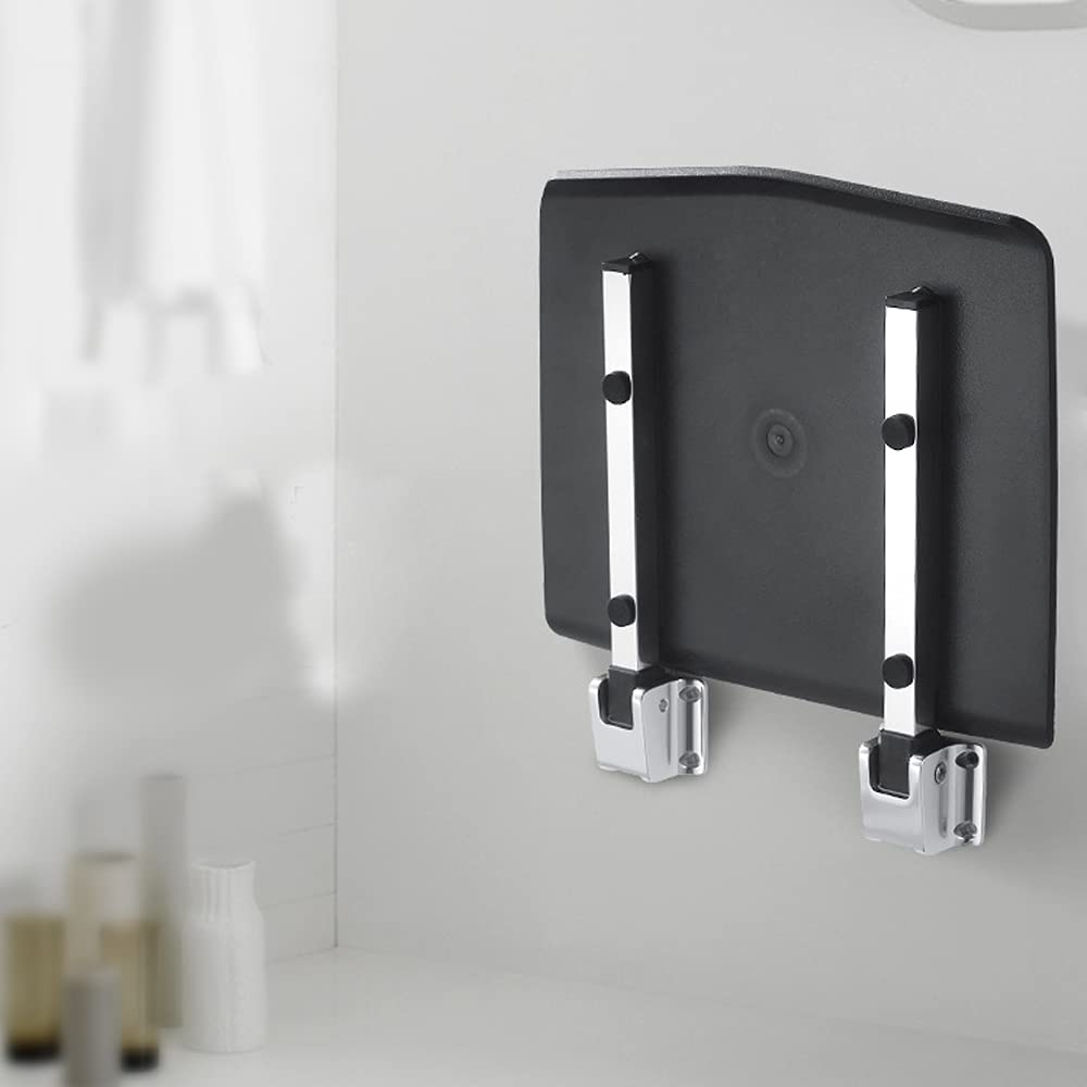 Silla De Ducha Plegable, Asiento De Ducha De Pared, Color Negro, con Soportes para Silla De Ducha Plegable De Pared.
