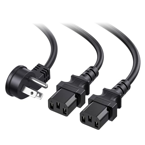 Cable Matters Computer Power Cord Splitter (NEMA 5-15P to 2X IEC C13) - 10 Feet