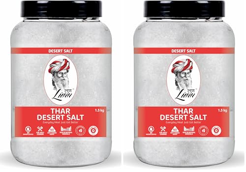 Image of Lunn Natural Desert Salt 1.5kg | Hand-Harvested 70+ Mineral Rich | No Additives or Anti-Caking Agents | Mild and Pure Everyday Cooking Salt | Additive-Free A Healthier Alternative (Pack of 2)