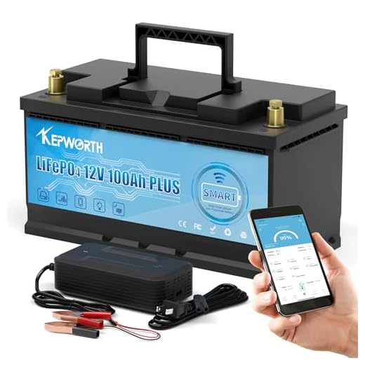 KEPWORTH Batterie Lithium 12V 100Ah, Rechargeable, LiFePO4 avec 100A Smart Bluetooth BMS et 4000-15000 Cycles Profonds, sans Entretien Parfait pour Camping-Car, Solaire, Bateaux, Hors-Réseau