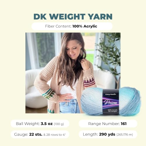 Image of Mary Maxim Prism Yarn, Acrylic Multicolor DK Yarn, 290 Yards, Seascape | Ombre Yarn, 3 Weight, Machine Wash, For Knitting and Crochet, Create Baby Items, Blankets, Afghans, Clothing Variegated Yarn