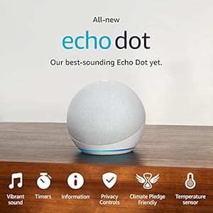 All-new Echo Dot (5th generation, 2022 release) smart speaker with Alexa | Glacier White