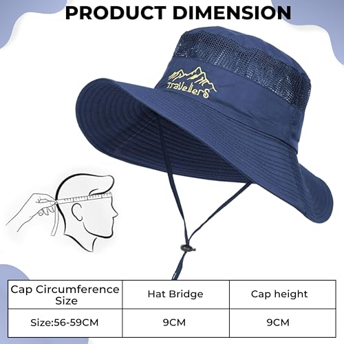 Image of Kraptick Headwear Hat - Lightweight Sun Hat with Foldable Boonie Cap Travellero Round Hat for Travel, UV Protection Summer Cap & Chin Strap with Adjustable Toggle for Secure Fit