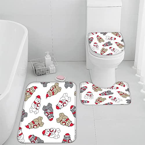 Badezimmer Badematte 3 Teilig Set Eisbär rutschfest Badteppiche Saugfähig Memory Foam Badezimmermatte Weich WC…