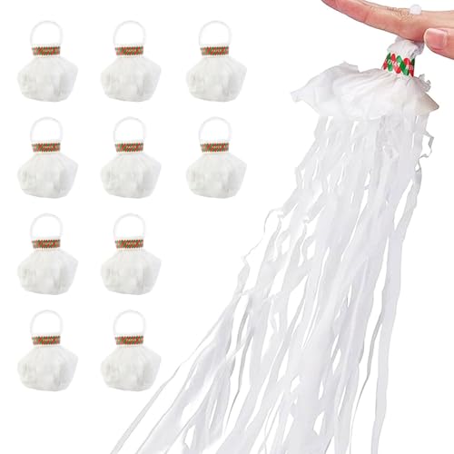 Serpentinas de lançamento à mão, 10 peças puxar serpentinas para casamento, fitas torcidas à mão, Strip Streamer, para casamentos, aniversários, celebrações, branco
