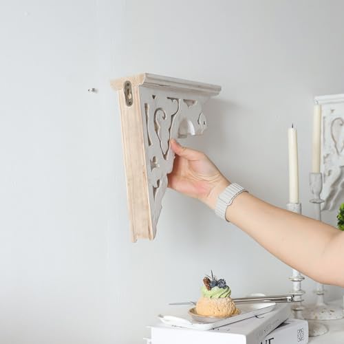 Ménsulas decorativas de madera de 27x8x28,5 cm para baldas de pared y estantes de estilo rústico 3