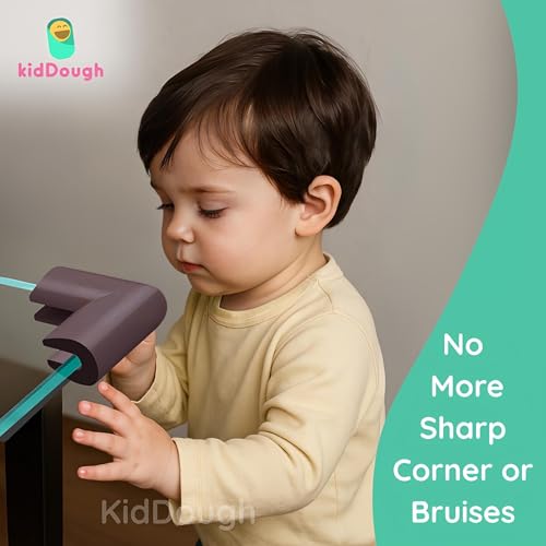 Image of KidDough Baby Proofing Corner Guards, Corner Protector for Sharp Edges, Table Corner Protector for Baby Safety (U Shape Brown)