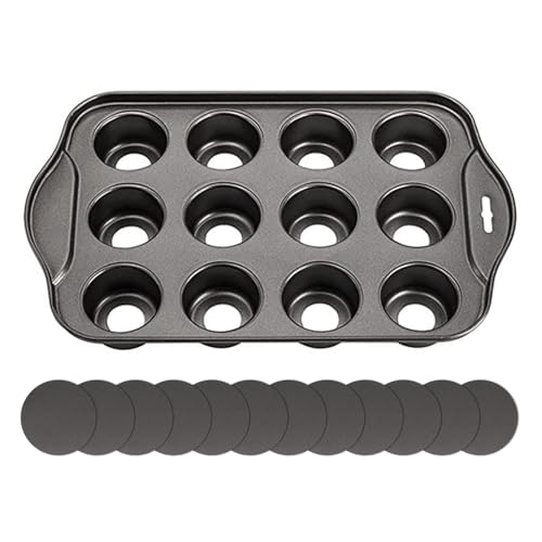 12Cup Mini Cheesecake Mo-ulds Muffin Pan Mini Cake Tins Mini Muffin Tray Mini Sandwich Tin Non-Stick Muffin Tray Cake Pan Tart Pan Quiche Pan Removable Bottom Cup Cake Tray for Wedding Birthday Cake
