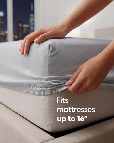 Image of Sleepy Town Cal King Size Bed Sheets - 3 Piece - NO Flat Sheet Included - California King Sheet Set - Soft, Comfy & Cooling - Easy Care - Wrinkle & Fade Free - Brushed Microfiber Sheets (Light Grey)