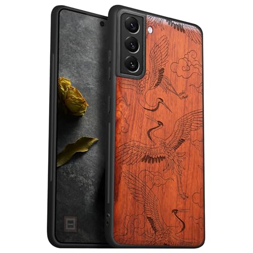 Coque Galaxy S21 antichoc en bois et bumper TPU souple