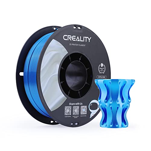 Image of Creality PLA Silk Filament 1.75mm, 3D Printer Filament, Smooth Silk Texture, Clog-Free, Silk Shiny PLA Filament + /-0.02mm, 3D Printing Filament 1KG /2.2lb (Blue)