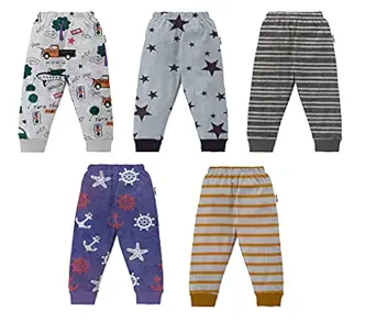 NammaBaby Baby Boys Regular Fit Mid Rise Cotton Printed Track Pants Trackpants (Assorted Prints)