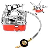Campingkocher Schraubkartusche mit Piezozündung, Gaskocher Outdoor Mini Winddicht Gas Camping Kocher Faltbar Tragbarer Schraubkartusche Gasbrenner für Camping Trekking Wandern Picknick (Quadrat Ofen)