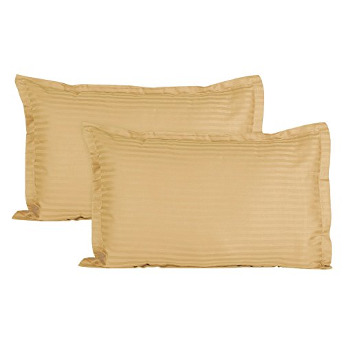 Image of Trance Home Linen 200 TC 100% Cotton Small Size 17x25 inch Satin Stripe Pillow Covers | Pillow Cases | Set of 2 Piece Pillow Covers only |Small Size (Beige, 17 X 25 inch)