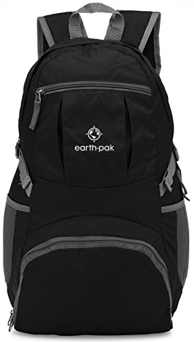 Earth Pak Backpack - Foldable Day Pack for All Your Daily Activities from School to Travel, Camping, Hiking - Carry On Backpack for Men, Women - Holds Durable, Lightweight