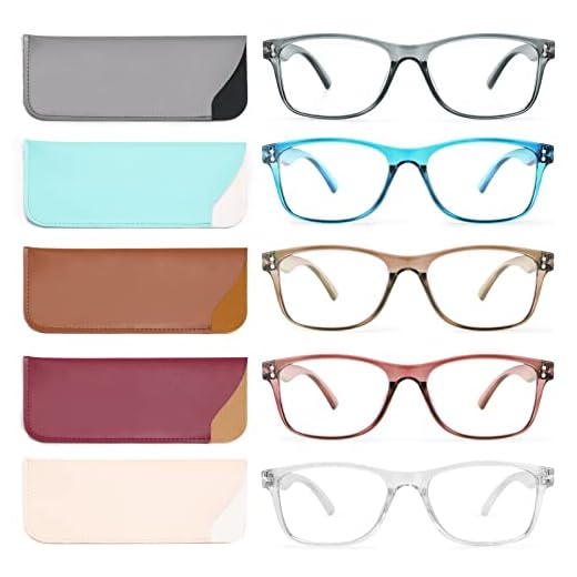 Fetrrc Reading Glasses Blue Light Blocking, Computer Readers for Women/Men, Anti Glare/Fatigue Clear Fashion Square Eyeglasses 5 Pairs (Mix Colors, 1.5)
