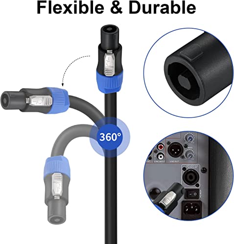 ebxya 3 feet speakon speaker cable 12 gaugeawg - premium speakon to speakon audio cable cord with nl4fx nl4fc connector - 4 conductor