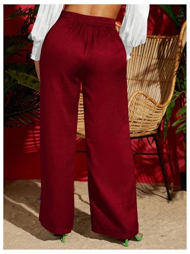 Women's Bow Knot Front Formal Dress Pants Wide Leg High Waisted Long Work Trousers3