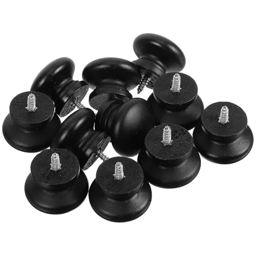GALPADA 10 Pomos Redondos de Madera Maciza Negra 33 MM Tornillo Autorroscante, Tiradores para Muebles, Ideales para Armarios y Cajones en Ambientes de Cocina y Tocador