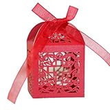 KIXZSAZ 50 Stück Geschenkboxen Snack Keks Pakethalter Hochzeit Dekorative Atmosphären Verpackung Band Container Organizer, Rot