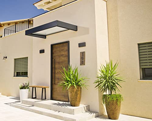 Palram Canopia by Vordach für Haustür Sophia 1600 Pultvordach 160 x 95 cm Grau Sonnenschutz Haustürvordach inkl. Regenrinne