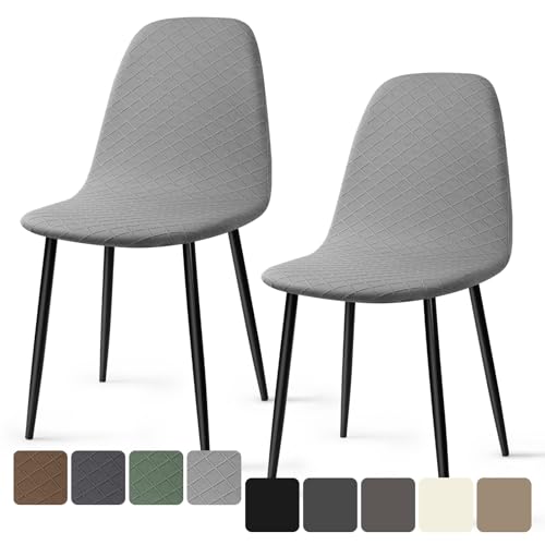 Housses Chaise de Salle à Manger Scandinave 2 Pieces Moderne Jacquard Housse de Chaise Extensible Couverture de Chaise Housse Chaise pour Décoration Salon...