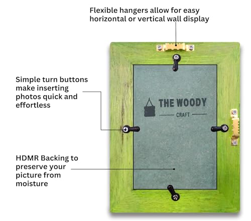 Image of Photo Frame 6x4 inch | Photo Frames for Wall Decor | mini Frame | Green Wood Frame for Wall | Great Gift for Friends, Family & Colleagues (4x6 inch, Green)