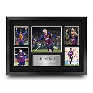HWC Trading Lionel Messi Signed A4 16 x 12 inch (A3) Printed Gifts Autograph Photo Display (Barcelona 16″ x 12″ Framed)