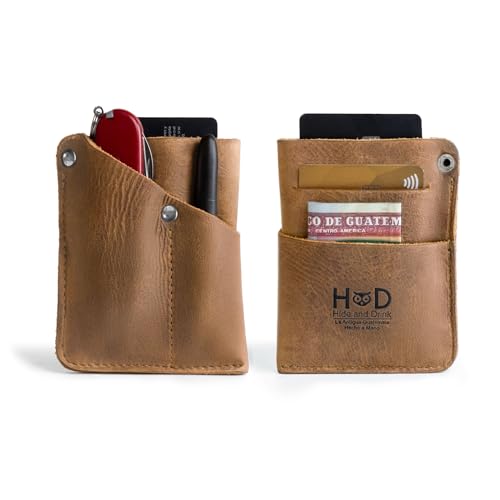 Image of Hide & Drink, Front Pocket Wallet Handmade from Full Grain Leather - Multi-tool Pouch, Card Holder, Money Organizer, Travel Accessories (Single Malt Mahogany)