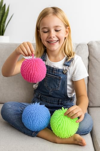 FLYPOP'S - Leuchtender Igelball - Kermess-Spiel - 038093 - Sortierte Farben - Kunststoff - Pufferball - Geburtstag - Freizeitspiel - 22 cm22 cmAb 3 Jahren