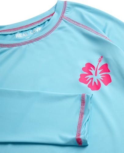 Image of Real Love Toddler Girls Rash Guard - Quick Dry Sun Protection Girls Swim Shirt Long Sleeve Rash Guard Kids Swim Top (2T-16)