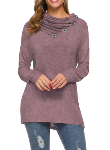 Image of WEACZZY Women's Long Sleeve Shirts Button Cowl Neck Casual Loose Tunic Tops Blouse Dressy Fashion 2026