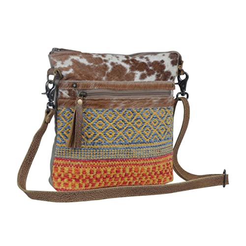Image of Myra Bag Aztec Purse for Women - Canvas Bag with Real Leather Detailing, Boho Handbags for Women, Cute Western Purse
