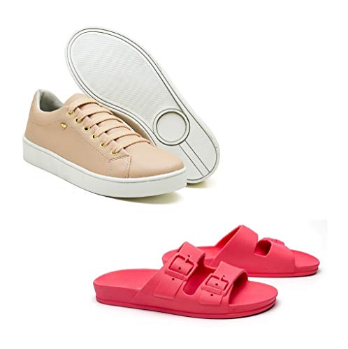 Kit Sapatênis Feminino Flat e Sandália Birken Mega Oferta (36, Rosa)