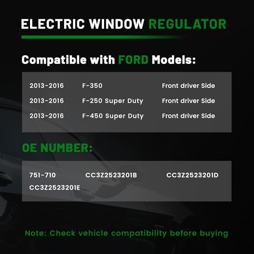 Image of Power Window Regulator with Motor Compatible with Ford F-250 F-450 Super Duty 2013-2016,F-350 2013-2016 Front Driver Side Replace # 751-710 CC3Z2523201B CC3Z2523201D