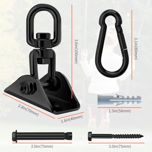 Heavy Duty Swing Hangers 360°Rotate Heavy Duty Hooks for Hanging 304 Stainless Steel Swivel Hammock Hooks Swing Hook for Ceiling Wooden Porch Gym Yoga Suspension Hooks Swing kit With 400 kg Capacity - Image 2