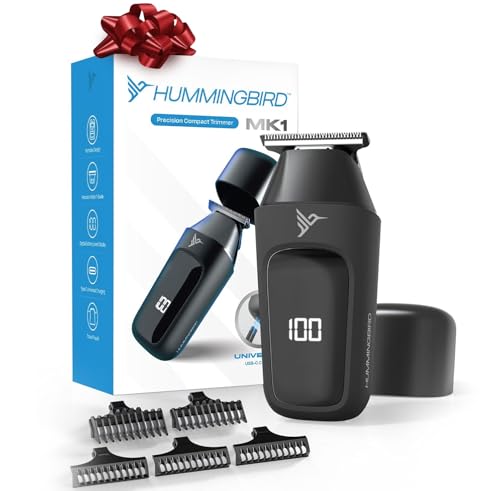 HUMMINGBIRD MK1 Compact Trimmer – Portable Electric Beard & Body Hair Trimmer for Men, Cordless USB-C Rechargeable, Face & Body Groomer, Travel Shaver, Travel Pouch, Great Gifts for Men, Dad, Husband