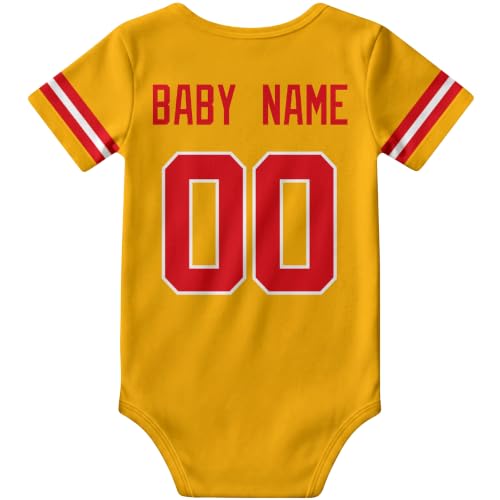 Image of KREDE Baby Clothes Custom Name Bodysuit for Baby Boy Gifts | Short Sleeves Bodysuit with Custom Number Name