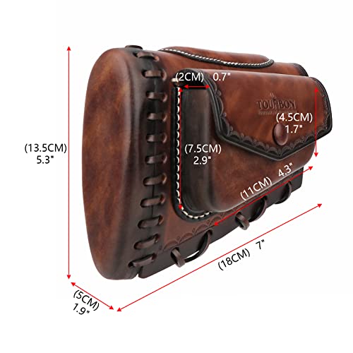 TOURBON Handmade Leather Rifle Shotgun Cheek Rest Recoil Pad with Ammo Holder Pouch Right Handed, Brown, 18*7.5*13.5cm - Image 4