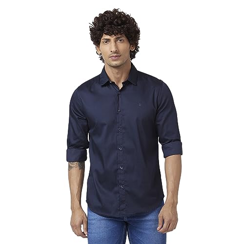 Image of Spykar Men's Regular Fit N /A Full Sleeve Solid Casual Shirts