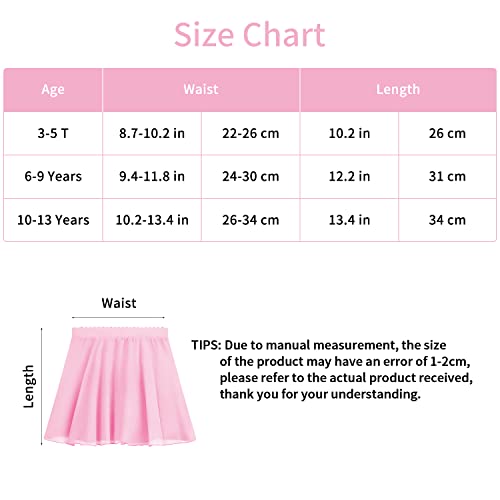 Kereda 2-Packs Kids Girls Ballet Wrap Skirts Chiffon Dance Pull-On Skirt 3-5 T Black+Pink #TOP6
