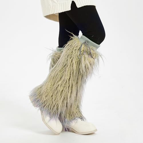 Image of Fur Leg Warmers Furry Faux Fur Winter Leggings Boot Cuffs Toppers for Women