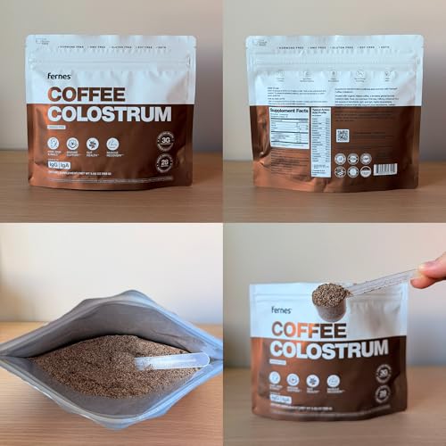 Image of Coffee Colostrum Powder for Women & Men - Grass Fed, Whole Bovine First Day Milking - Non GMO, Soy Free, Keto, Gluten Free - 28 Servings, 5.92 oz - Made in USA