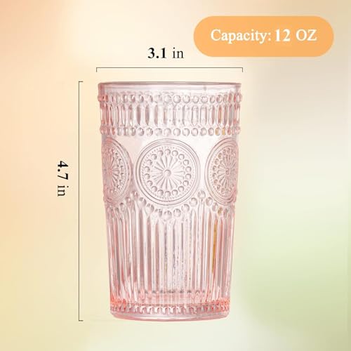 Set de 6 vasos vintage de cristal grabado 12oz miniatura 2