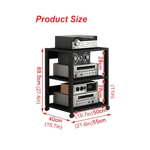 3-Tier Audio-Video Media Stand With Height Adjustable Wooden Shelf ,Open-Ended AV Cabinet,Media Storage Cabinet Storage for Entertainment Stereo Components for Home/Office/Theater ( Size : B -50x40x69