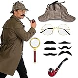 GVVJYXD Detective Costume Accessories Set Outfit Accessories For Adults Women Men with Detective Hat for Dress Up