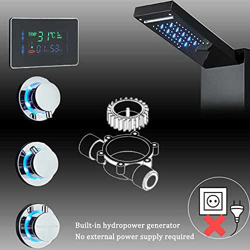 Columna de Ducha con Panel LED, Sistema Torre para Ducha con Chorro Lluvia y Masaje, Acero Inoxidable miniatura 5